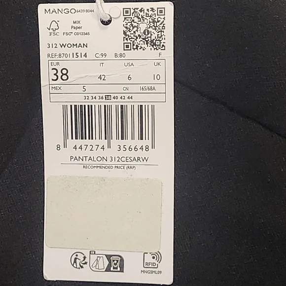 MANGO CESARW Straight-Leg Trousers Size 38 (US 6) Black  NWT - Picture 3 of 15